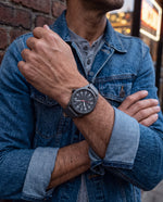 Clicöt Apollo 41mm men's watch in grey, worn on a man's left wrist