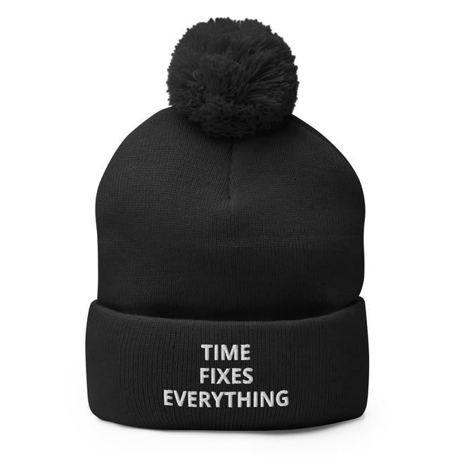 TFE Pom-Pom Beanie (White text)