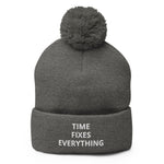 TFE Pom-Pom Beanie (White text)
