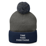 TFE Pom-Pom Beanie (White text)