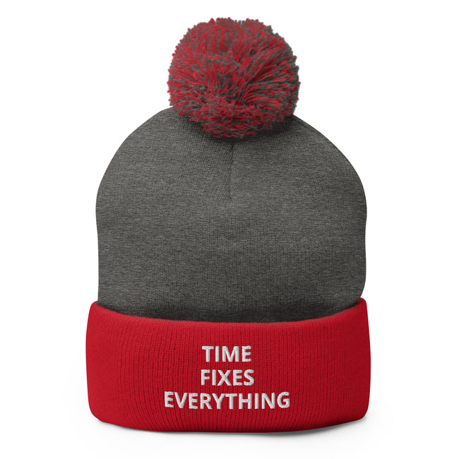 TFE Pom-Pom Beanie (White text)