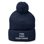 TFE Pom-Pom Beanie (White text)