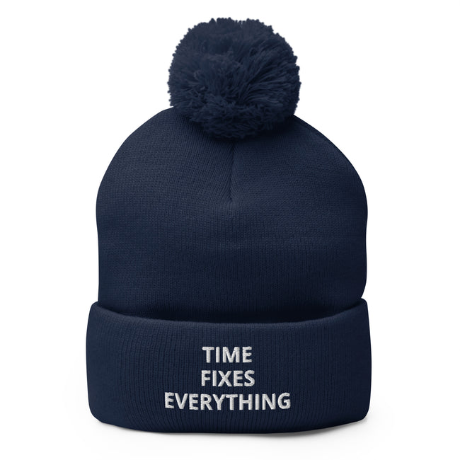 TFE Pom-Pom Beanie (White text)