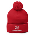 TFE Pom-Pom Beanie (White text)