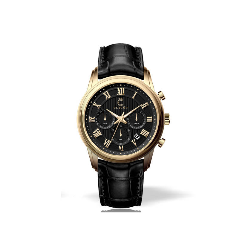 Helious Watch Automatic luxury black and gold watch – Clicöt