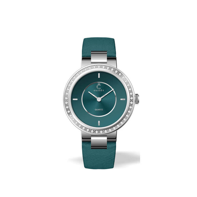 Luxurious turquoise genuine leather wristwatch