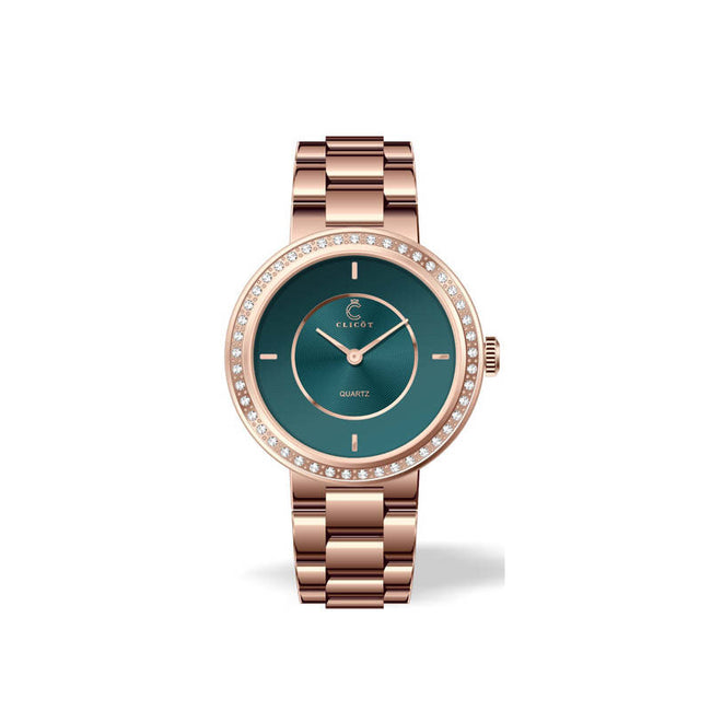 Luxurious turquoise and rose gold wristwatch