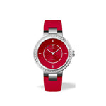 Luxurious red genuine leather wristwatch